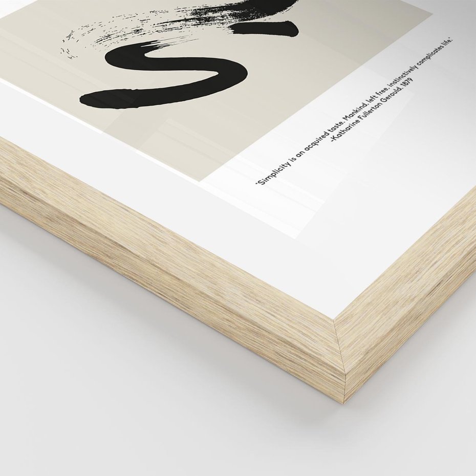 Plakat w ramie 30x40 - Prostota w kształcie - abstrakcja, maźnięcie farbą - rama drewno