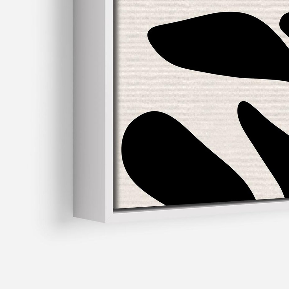 Obraz w ramie 80x80 - Wibracje Akwarelowych Ścieżek - abstrakcyjny minimalistyczna kwiat, czarno biały plakat - rama biała