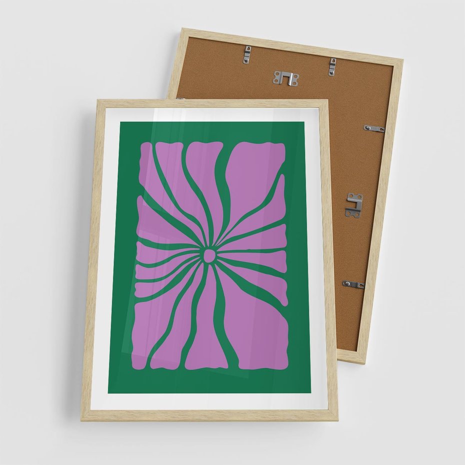 Plakat w ramie 50x70 - Bezczasowe Impresje - abstrakcyjny plakat, boho styl - rama drewno