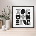 Obraz w ramie 50x50 - Taniec Dziwacznych Kresek - minimalistyczny plakat, czarno biały - rama czarna