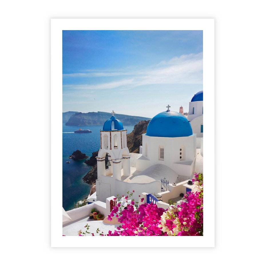 Plakat bez ramy 21x30 - Perspektywa na Santorini - Santorini, perspektywa