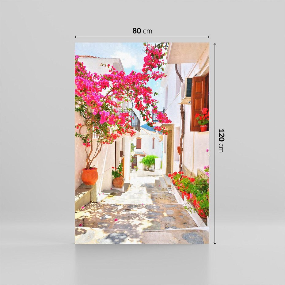 Obraz na płótnie 80x120 - Kwiatowa uliczka wakacji - kwiaty, uliczka