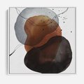 Obraz w ramie 80x80 - Kolorowe Wizje - abstrakcyjne plamy akwarelowe, czarny szkic - rama biała