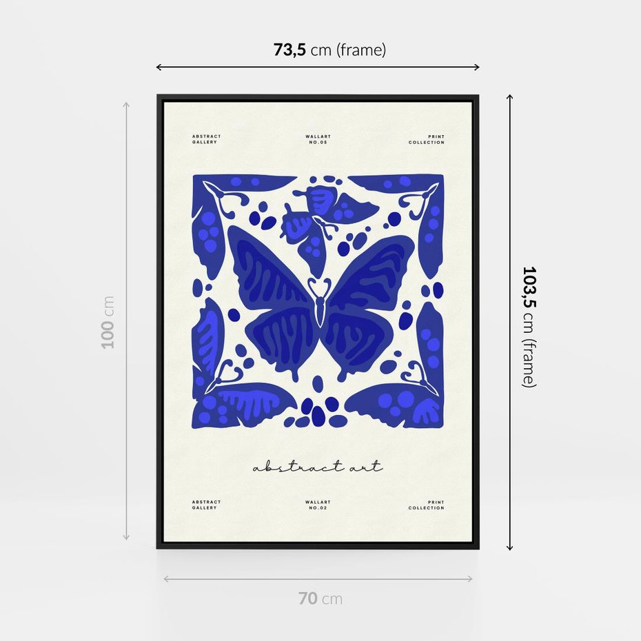 Obraz w ramie 70x100 - Wibracje Wnętrza - nowoczesny plakat, odcienie błękitu - rama czarna