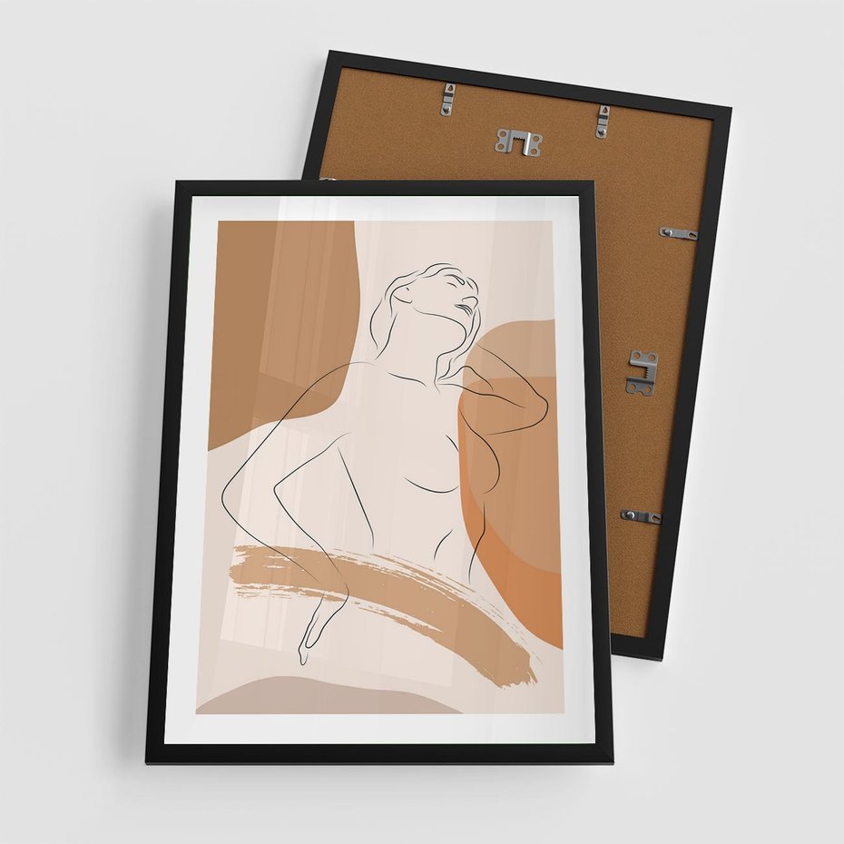 Plakat w ramie 50x70 - Sztuka Prostoty - kobieta, szkic - rama czarna