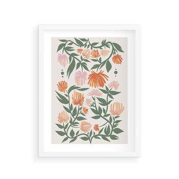 Plakat w ramie 50x70 - Kwiatowe Odbicia - kwiaty polne, plakat - rama biała