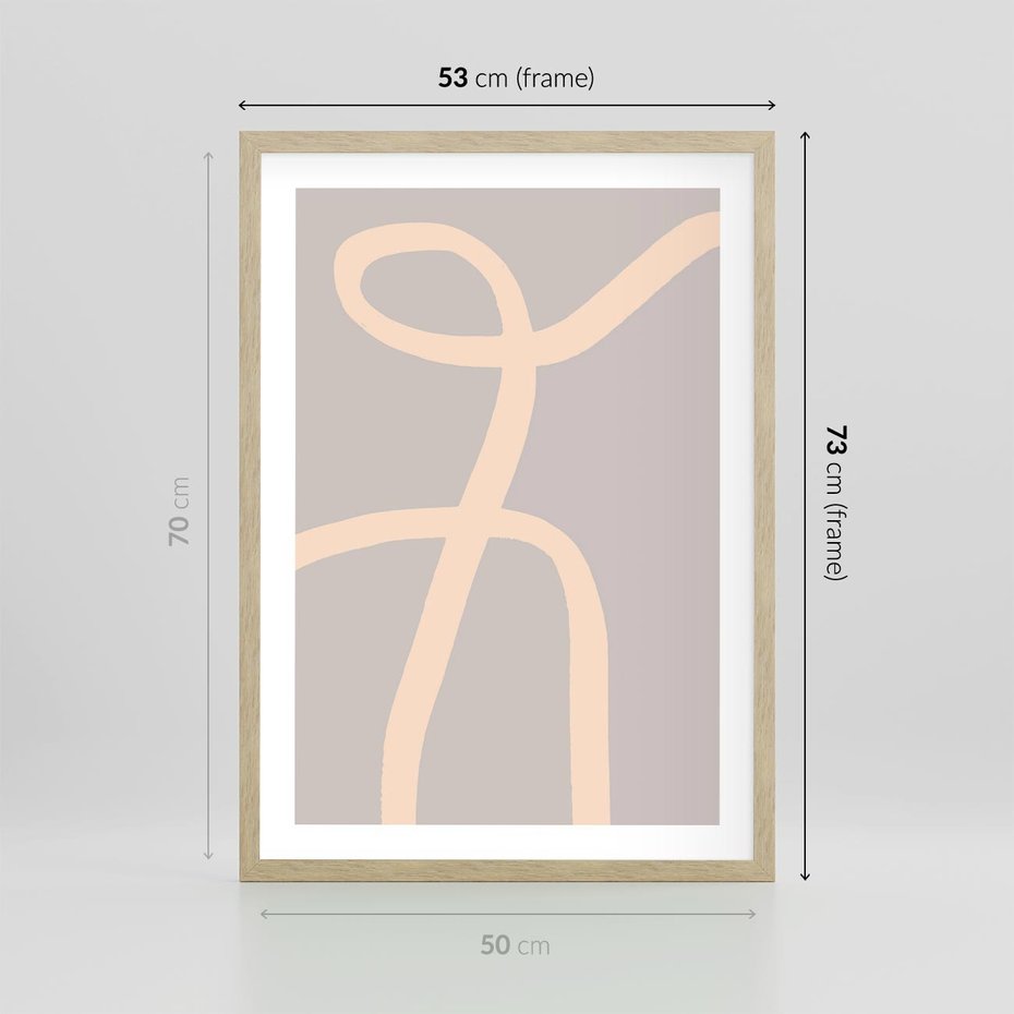 Plakat w ramie 50x70 - Beżowe Boho Zaplątanie - minimalistyczny obraz, nowoczesny - rama drewno