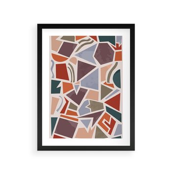 Plakat w ramie 40x50 - Intrygujące Rozbicie - gemoetryczne kształty, mozaika - rama czarna