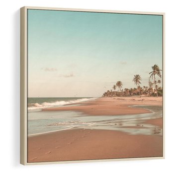 Obraz w ramie 80x80 - Ukojenie na Plaży - fotografia, rajska plaża - rama drewno