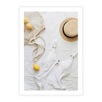 Plakat bez ramy 30x40 - Moda na Wakacje: Cytrynowy Urok - kompozycja letnia, fashion