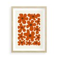 Plakat w ramie 50x70 - Wibracje Przestrzeni - abstrakcyjne czerwone kwiaty, kompozycja - rama drewno