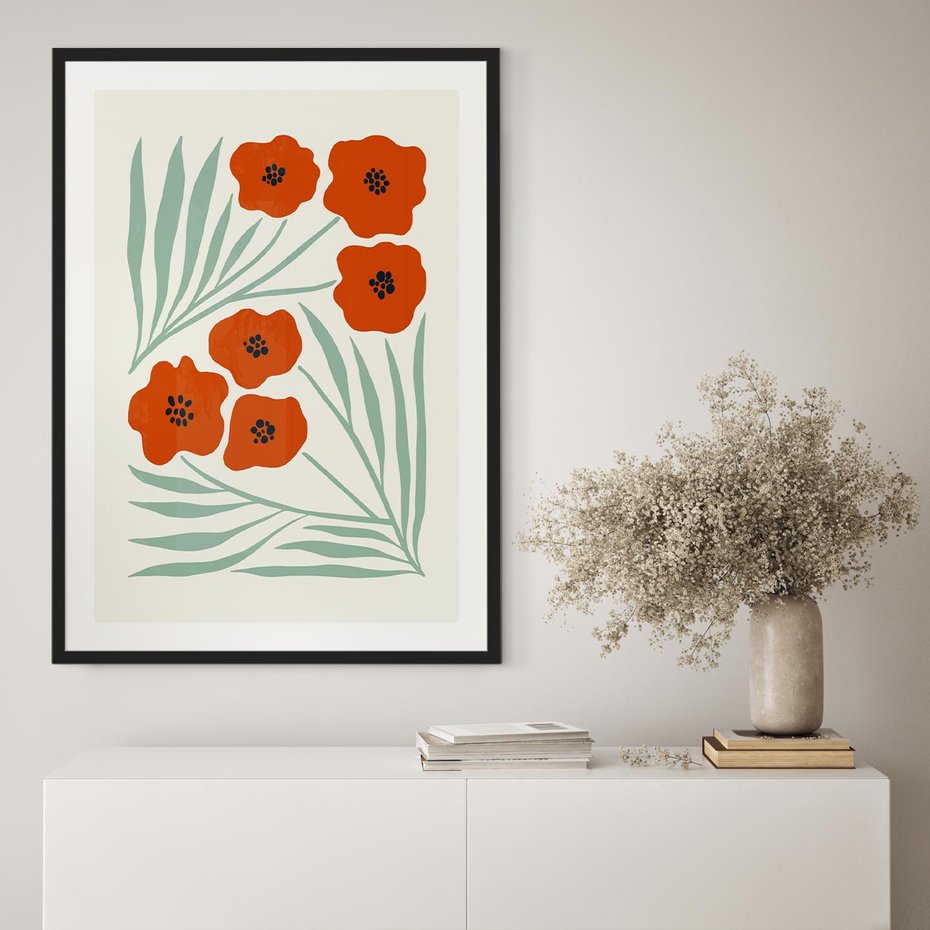 Plakat bez ramy 30x40 - Makowe Odkrycie - czerwone kwiaty, maki