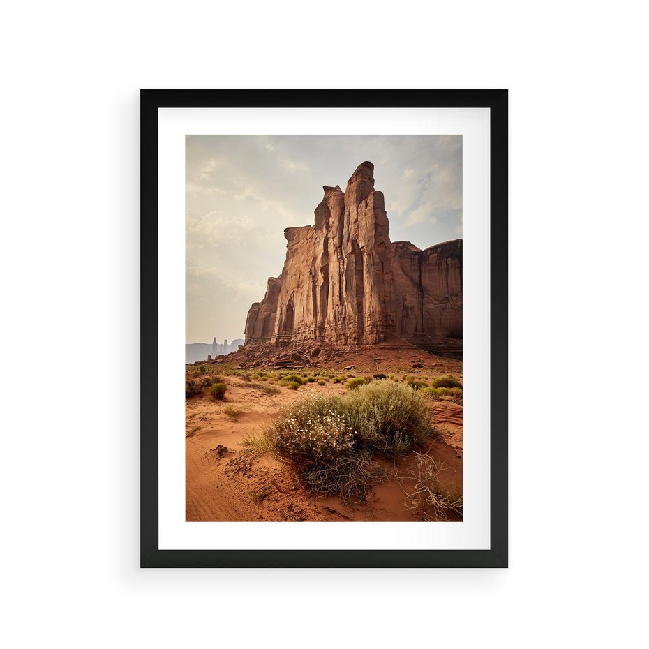 Plakat w ramie 30x40 - Pejzaż pustynnego kanionu - pustynia, kanion - rama czarna