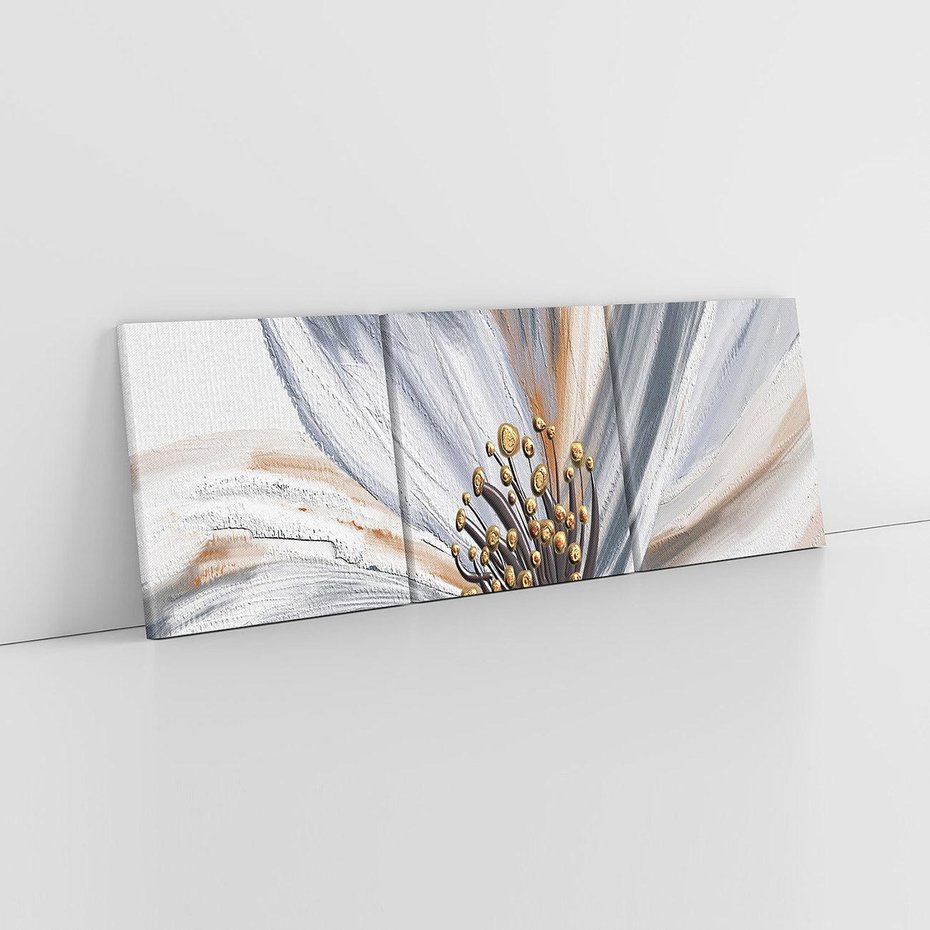 Obraz na płótnie 120x40 - Olejne kwiaty - wyraz emocji - kwiaty, malowane