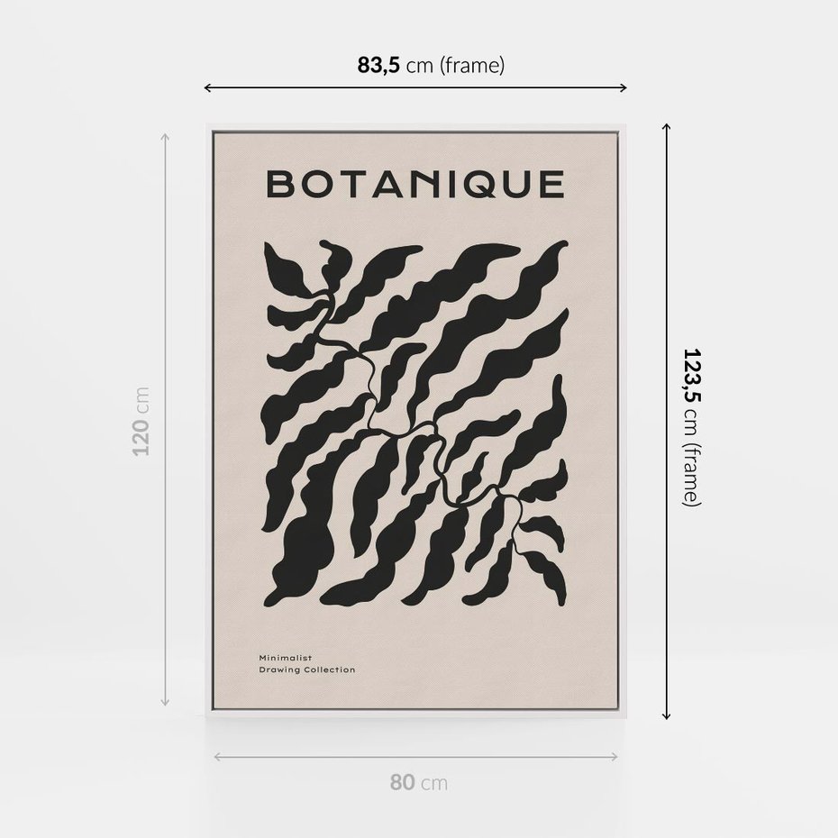 Obraz w ramie 80x120 - Księga Odbić - abstrakcyjne liśćie, roślinne motywy - rama biała