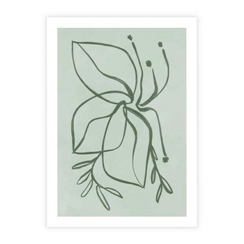 Plakat bez ramy 30x40 - Energetyczne Odrodzenie Natury - abstrakcyjne delikatne zielone linie, podobne do gałęzi kwiatów