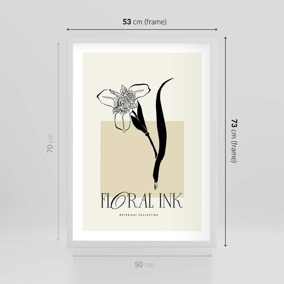 Plakat w ramie 50x70 - Wyblakłe odcienie snów - kwiat, irys - rama biała