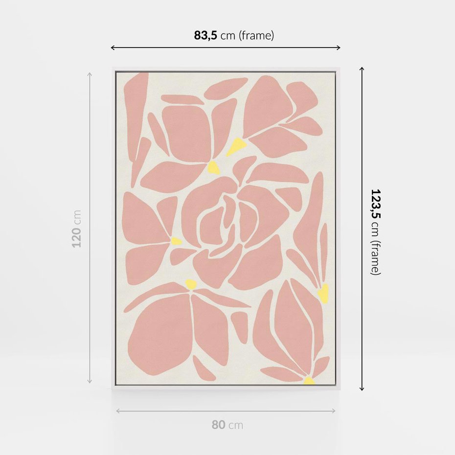 Obraz w ramie 80x120 - Rozplątane Akwarelowe Formy - abstrakcyjne boho kwiaty, kompozycja - rama biała