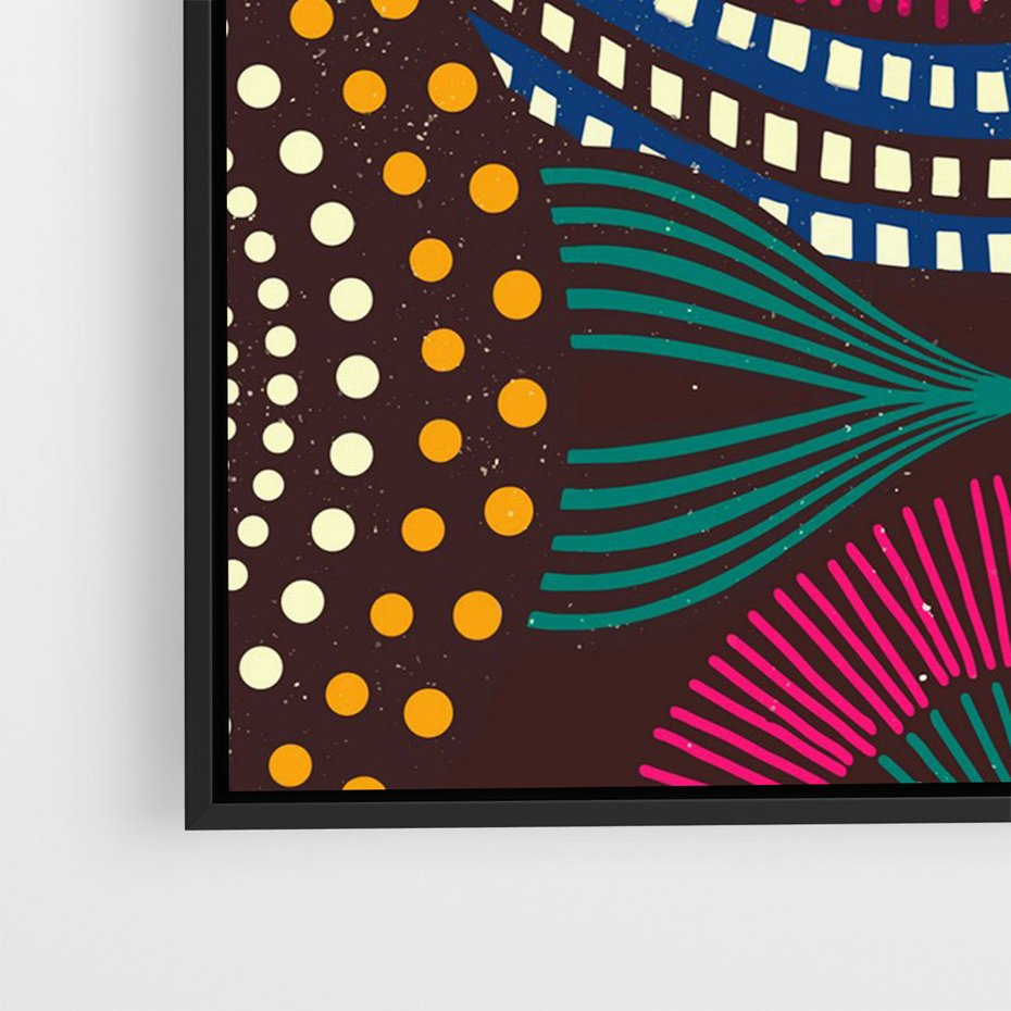 Obraz w ramie 50x70 - Energia Wzorców - enticzne wzory, kształty - rama czarna