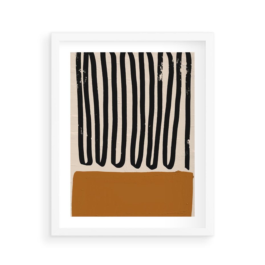 Plakat w ramie 40x50 - Boho Impulsy Kreatywności - abstrakcyjny plakat, brąz - rama biała