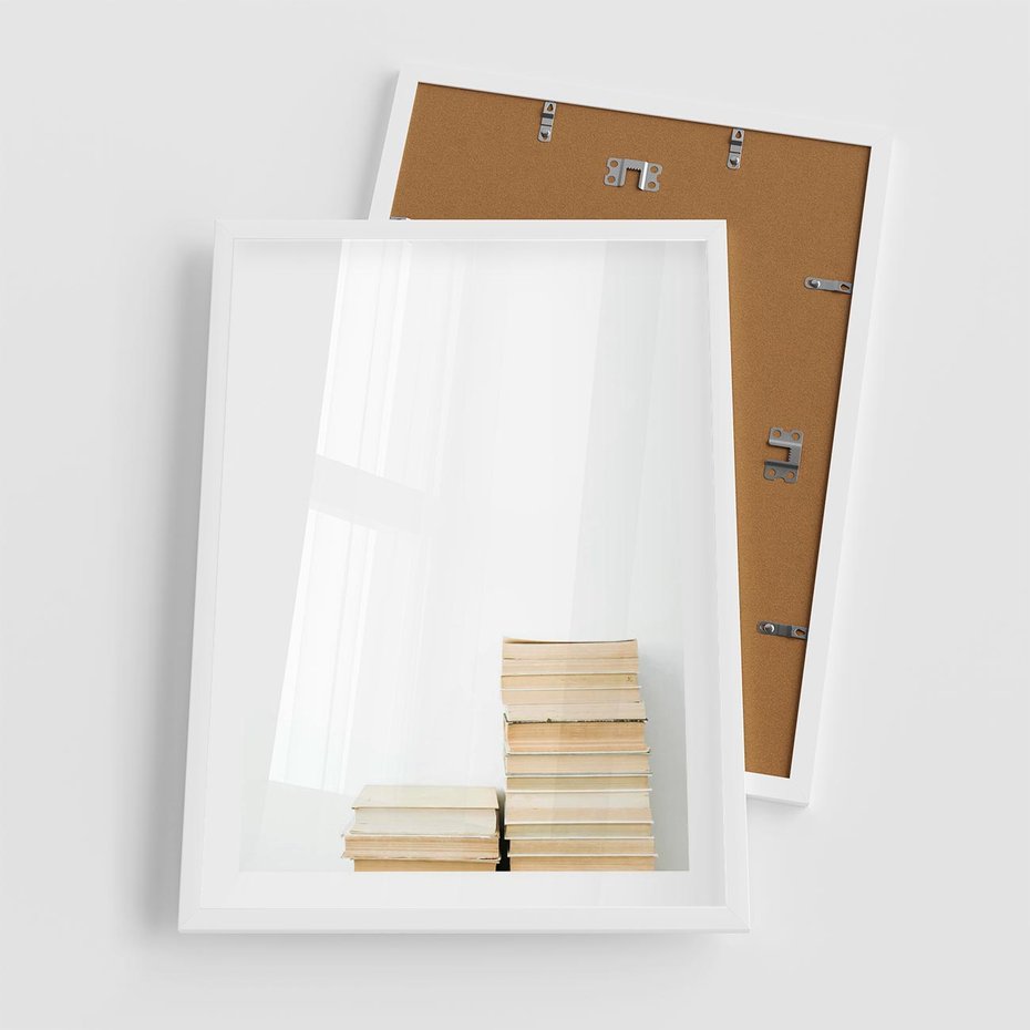 Plakat w ramie 50x70 - Estetyka Literatury - stos książek, minimalistyczna kompozycja - rama biała