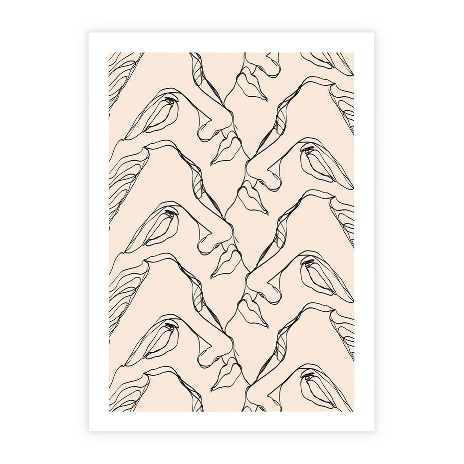 Plakat bez ramy 21x30 - Grafika z Twarzami Greckiej Rzeźby - grafika, plakat