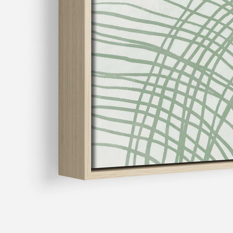 Obraz w ramie 80x80 - Migotliwa Spokojna Zieleń - zielony plakat, abstrakcyjne splątane linie - rama drewno