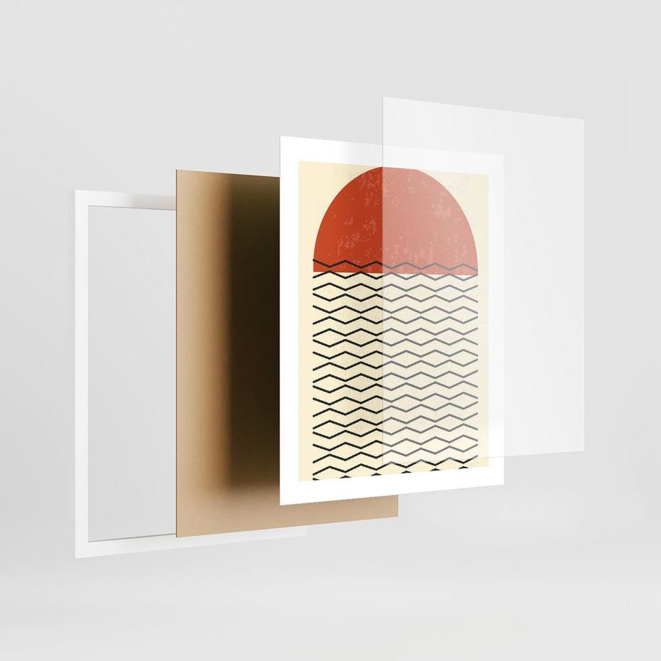 Plakat w ramie 40x50 - Abstrakcyjne Wzory na Plakacie - geometryczna sztuka, nowoczesny plakat - rama biała