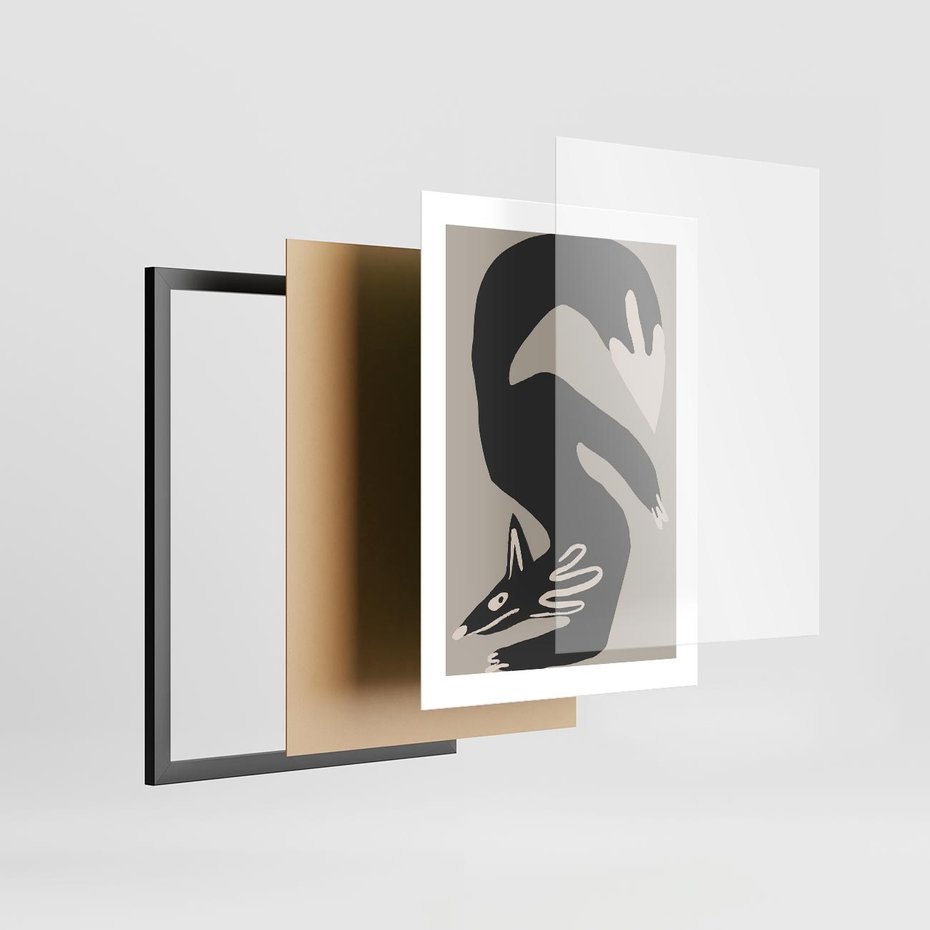 Plakat w ramie 30x40 - Ekspresja Skandynawskiego Światła - skandynawska sztuka, lis - rama czarna