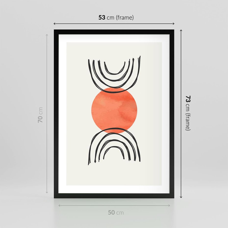 Plakat w ramie 50x70 - Lustrzane Widzenie - koło, boho styl - rama czarna