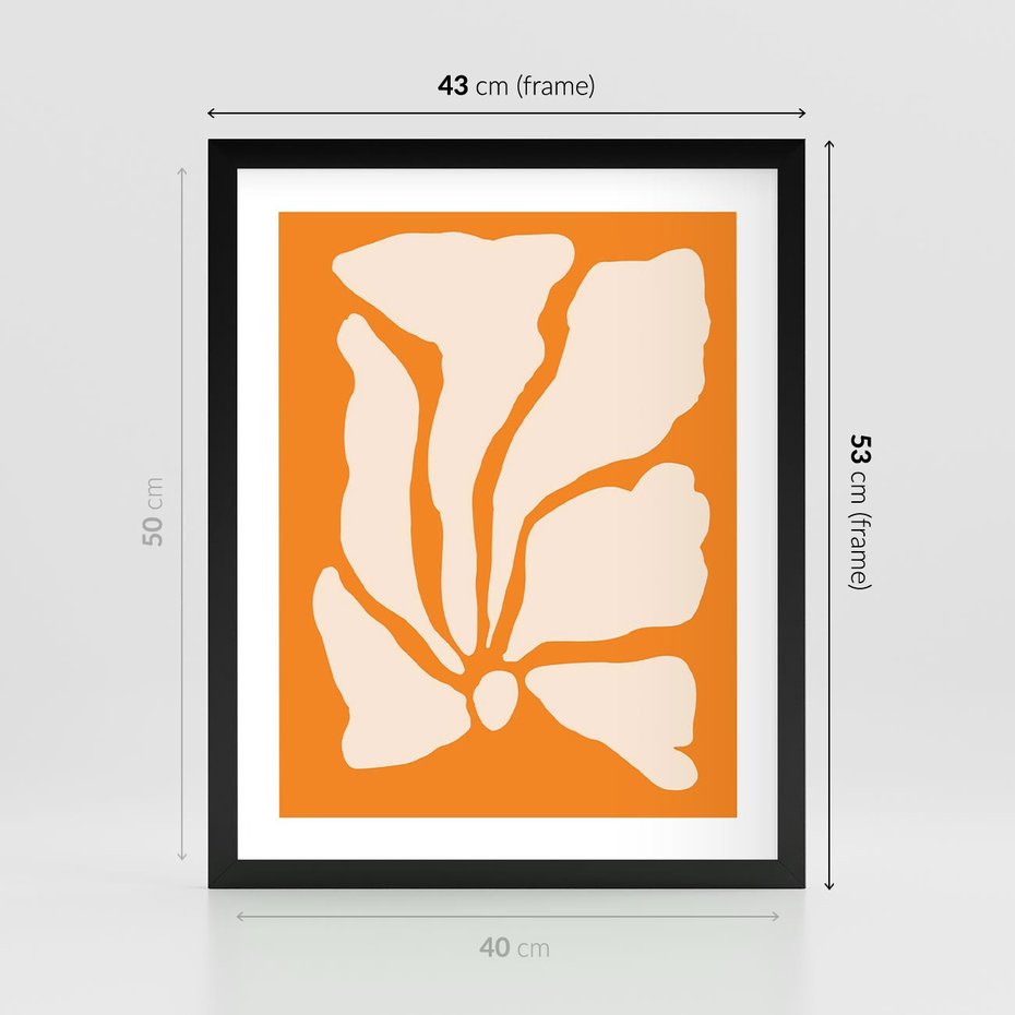 Plakat w ramie 40x50 - Wibracje Barw - abstrakcyjny boho plakat, pomarańczowe tło - rama czarna