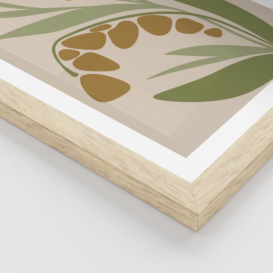 Plakat w ramie 50x70 - Minimalizm z Roślinami - nowoczesny plakat, roślinność - rama drewno