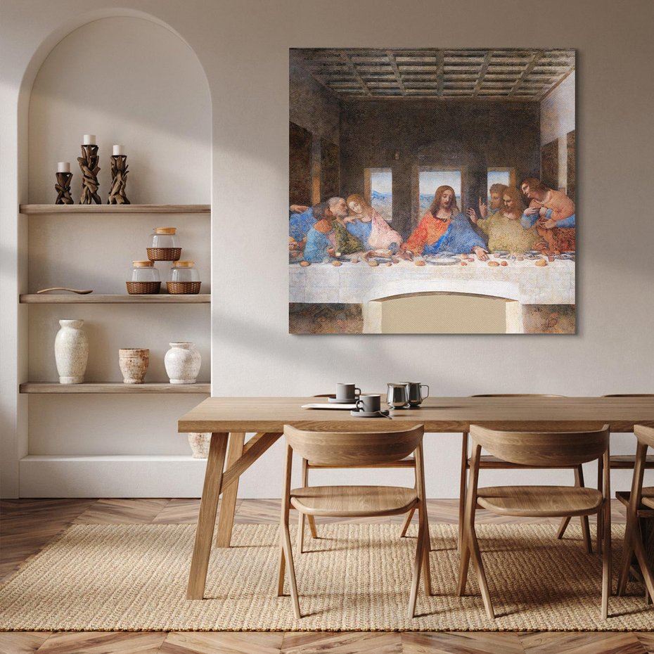Obraz na płótnie 30x30 - "Ostatnia Wieczerza" (1495-1498) Leonardo da Vinci - Reprodukcja - reprodukcja, obraz na płótnie