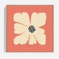 Obraz w ramie 50x50 - Malowane Kolorowe Echa - minimalistyczna grafika, biały kwiat na różowym tle - rama drewno