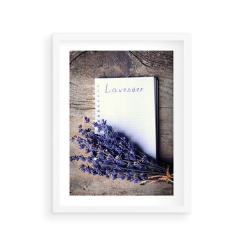 Plakat w ramie 50x70 - Lawendowa Magia - lawenda, fiolet - rama biała