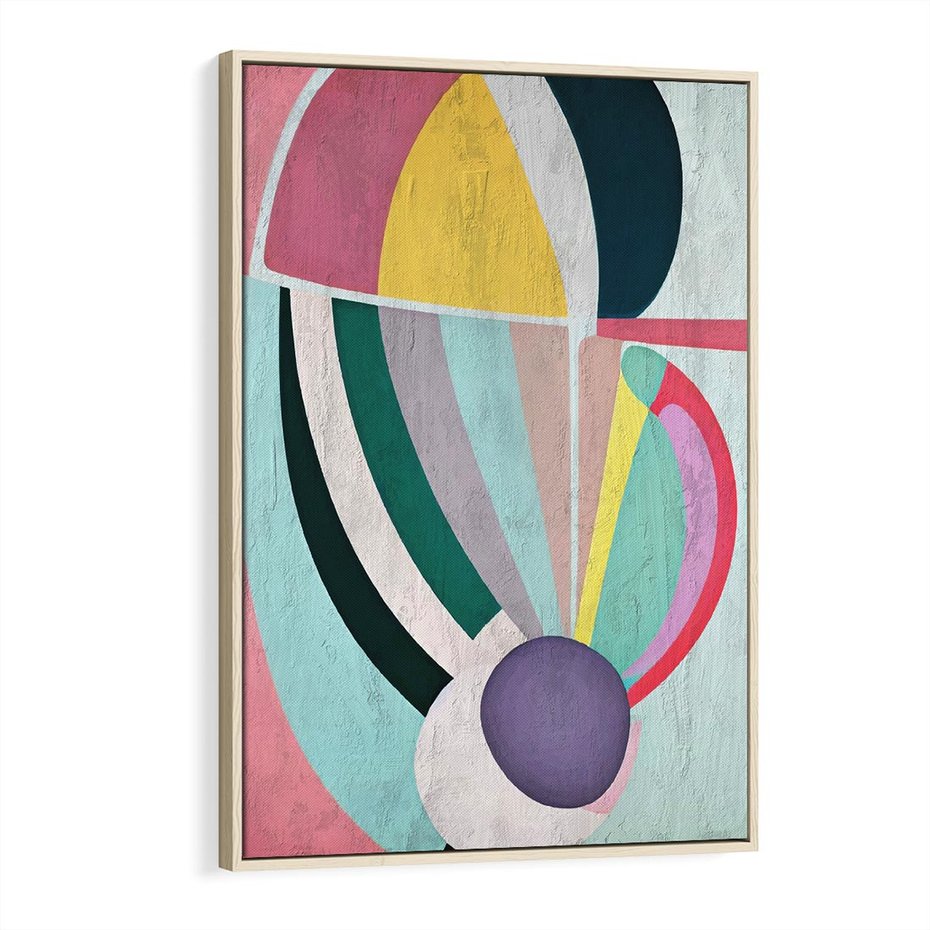 Obraz w ramie 70x100 - Podróżne Echa Przestrzeni - abstrakcyjne dziwne kształty, olejny obraz - rama drewno