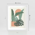Plakat w ramie 40x50 - Abstrakcyjne Tropiki - liście, rośliny tropikalne w graficznym stylu - rama biała
