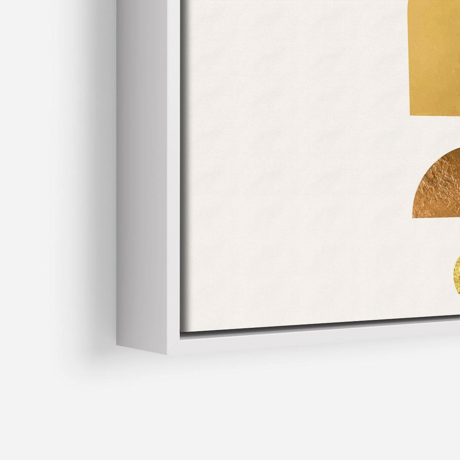 Obraz w ramie 80x80 - Abstrakcyjne Wzory - geometryczne złote kształty, tekstura - rama biała