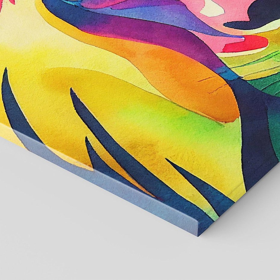 Obraz na płótnie 120x60 - Tęczowy Lew - akwarela, tęczowy lew