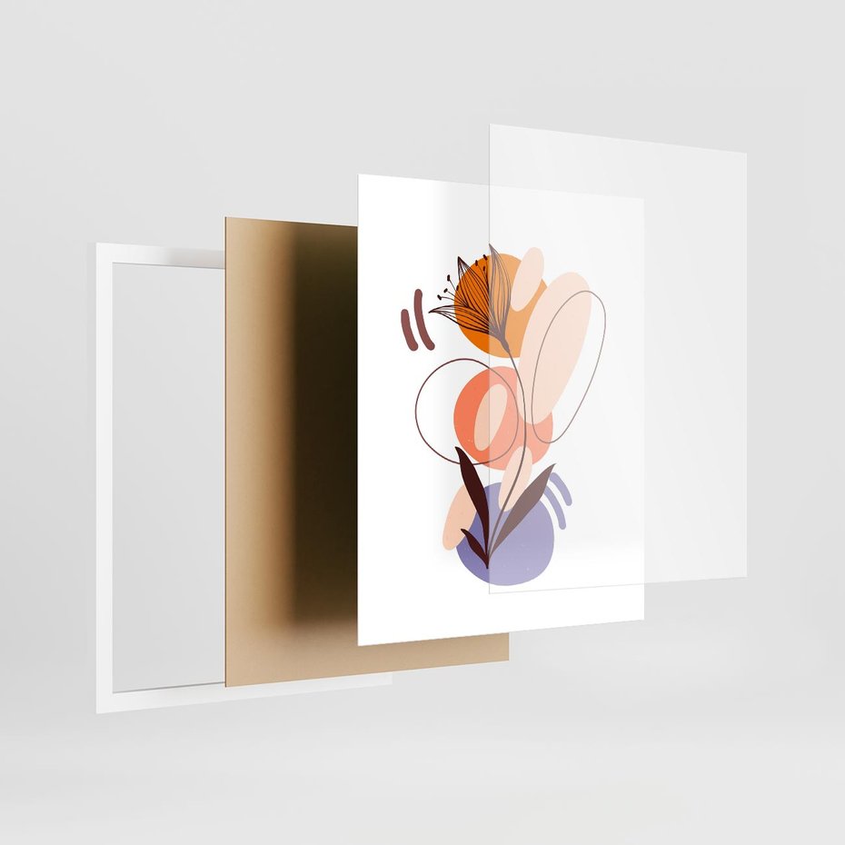 Plakat w ramie 40x50 - Kwiatowa Impresja - abstrakcyjna sztuka, plamy - rama biała