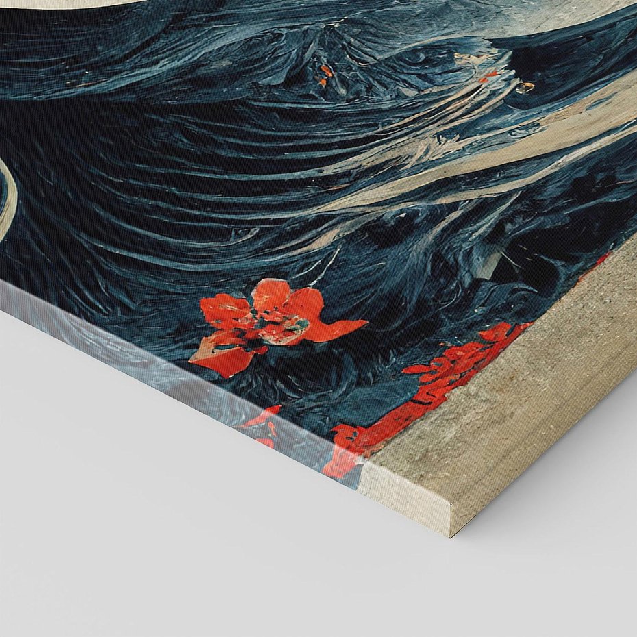 Obraz na płótnie 70x100 - Requiem dla marzeń - sztuka japońska, fale oceanu