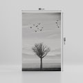 Obraz na płótnie 80x120 - Samotne Drzewo - samotne drzewo w polu, czarno białe zdjęcie