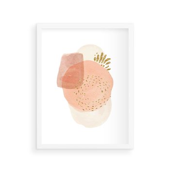 Plakat w ramie 30x40 - Migotliwe Kształty i Plamy - abstrakcyjne akwarelowe plamy, minimalizm - rama biała