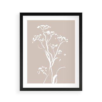 Plakat w ramie 40x50 - Harmonijne Mini Boho - minimalistyczny delikatny obraz, beżowe odcienie - rama czarna