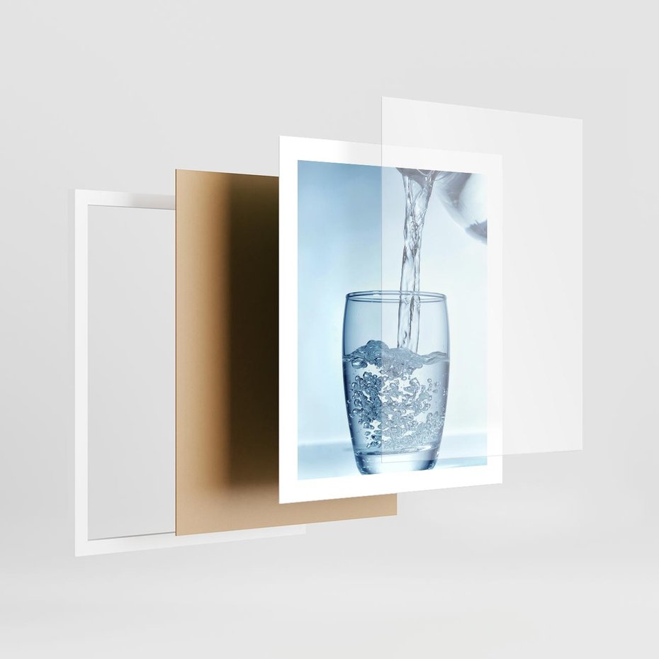 Plakat w ramie 40x50 - Chłodząca szklanka wody - szklanka, wody - rama biała