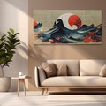 Obraz na płótnie 120x60 - Requiem dla marzeń - sztuka japońska, fale oceanu