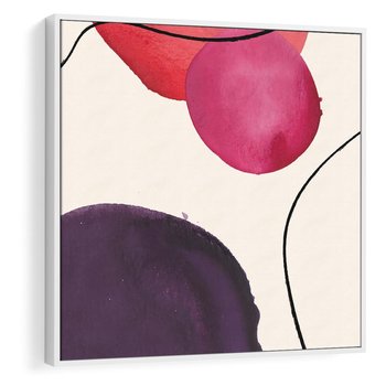 Obraz w ramie 80x80 - Kolorowe Impresje - abstrakcyjne akwarelowe plamy, nieregularne linie - rama biała