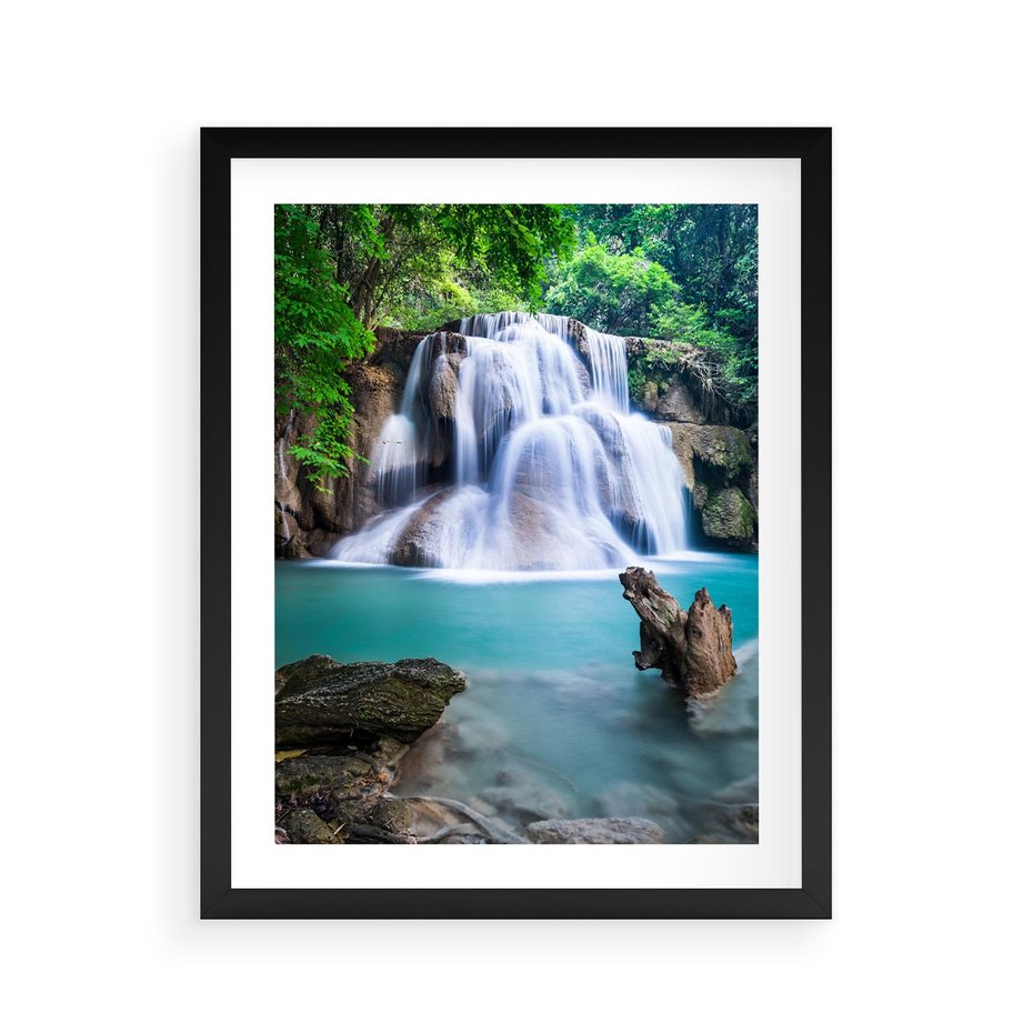 Plakat w ramie 40x50 - Abstrakcyjna nowoczesność - wodospad, woda - rama czarna