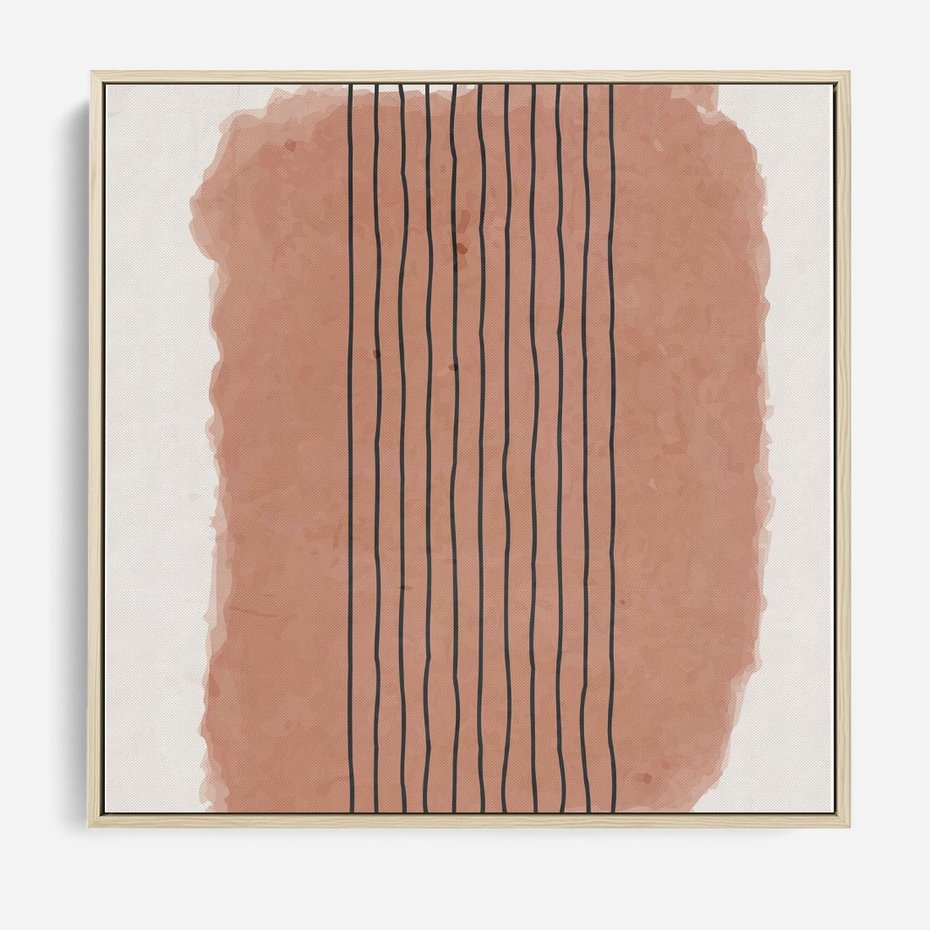 Obraz w ramie 50x50 - Rozmyte Widzenia - abstrakcyjna akwarelowa plama, nieregularne kreski - rama drewno