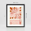 Plakat w ramie 40x50 - Migotliwa Euforia - kompozycja w łososiowym kolorze, kwiaty - rama czarna